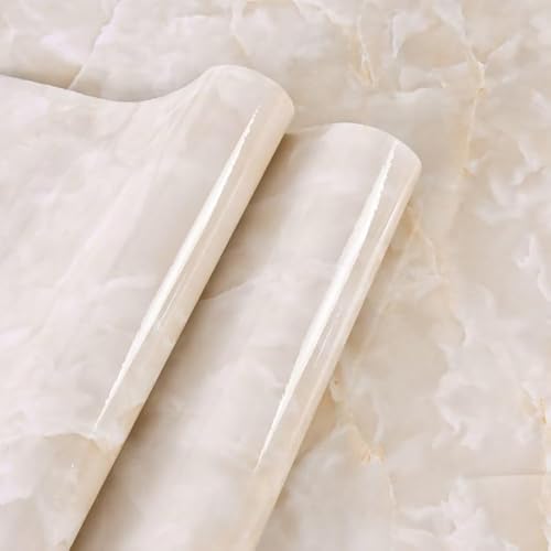 Yancorp 32.8ft Cream White Contact Paper Removable Wallpaper Peel and Stick Countertops Waterproof Marble Wallpaper Self-Adhesive Peel and Stick Backsplash for Cabinets Kitchen