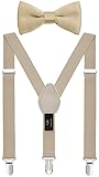 YJDS Baby Boys Bow tie and Suspenders Set Adjustable Elastic for Wedding Party Khaki 24 IN