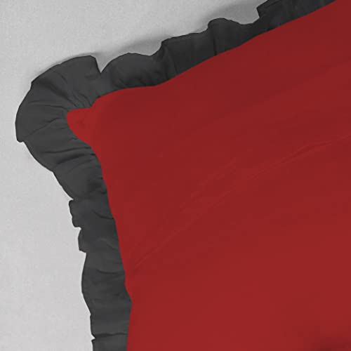 Image of YRM Bedding's Ruffle Beautiful Cushion Cover | Super Soft Elegant Premium Microfiber Frill Cushion Cover Set of 2 (20 inchx20 inch Inches) (Burgundy /Black)