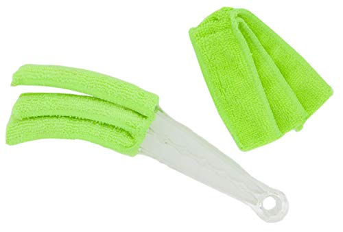 PAMEX - Cepillo Limpia Rejillas, Venecianas, Mallorquinas + 2 Recambios de Microfibra (Verde)