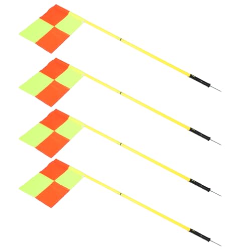 Fußball-Ausrüstung, Eckfahnen-Set für Fußballplatz, mit 4 Stück Quadratischen Flaggen, 4 Stück 2-teiligen 1,5 M Fußballstangen, Training Im Freien
