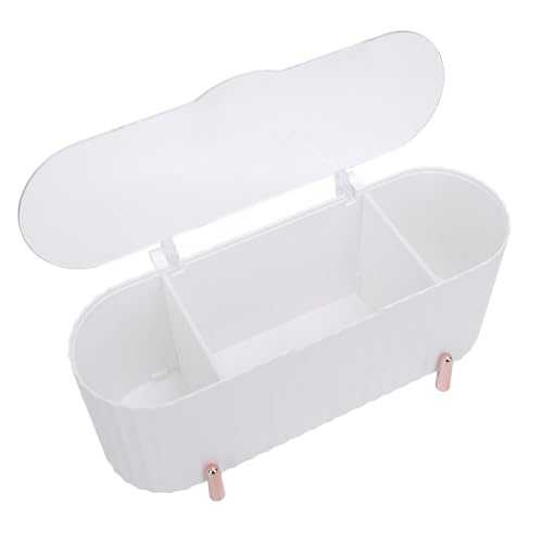 Pongnas Organizer per Trucchi, Cassetta degli Attrezzi per Cosmetici Resistente Alla Polvere per Spugne di Bellezza per Rossetto e Bastoncini di Cotone, con Design a 3 Griglie per Salone (WHITE)