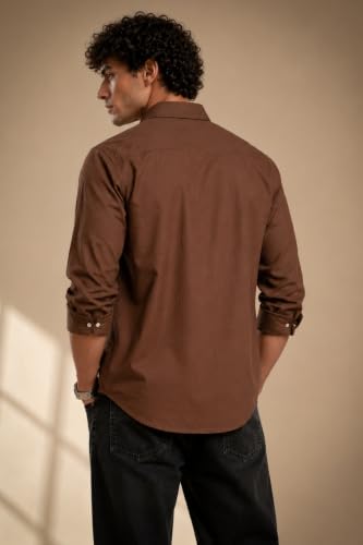 HYPESIGHT Store HYPESIGHT Brown Plain Shirt for Men - Image 3