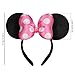 JIAHANG 3D Polka Dot Mouse Ear Headband with Satin Bow, Pink Hair Bow Photography Headband, Fashion Headwear for Women Girls