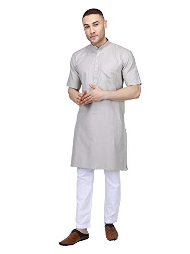 Image of Rajubhai Hargovindas Men's Premium Cotton Half Sleeve Solid Kurta