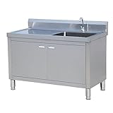[évier de restaurant] : l'évier d'extérieur en acier inoxydable est fabriqué en acier inoxydable, durable, processus de dessin de surface, antirouille et résistant à la corrosion, pas de taches, anti-déversement, conception à angle r, pas facile à retenir l'eau, facile à nettoyer. et une utilisation longue durée