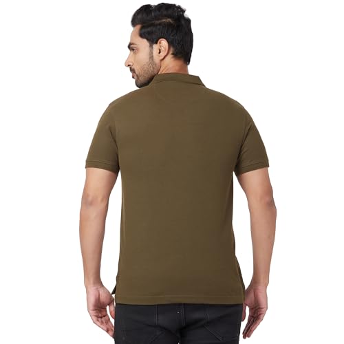 Image of Parx Men's Regular Fit Solid Pattern Polyester Blend Half Sleeve Polo Neck Casual T-Shirt