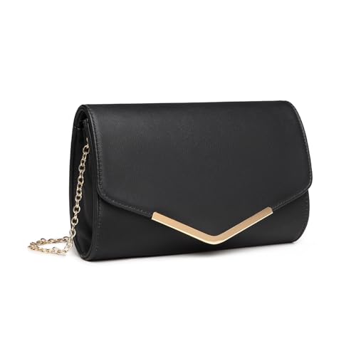 Miss Lulu Clutch damväska aftonväska kedjeväska axelväskor party handväska crossbody för bröllop fest fritid dejt liten axelväska, svart