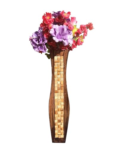 Vase à fleurs en bois matki marron au design carré petit modèle