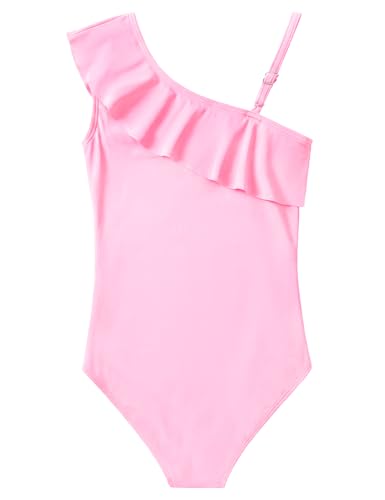 Image of Snowheart Girls Swimsuit Adjustable Shoulder Strap UPF50+ One-Shoulder Ruffle Bathing Suit 3-12T