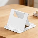 Plastic Multifunctional Cell Phone Stand for Desk Foldable Holder Desk Tablet Holder Mobile Phone Dock, Foldable Pocket-Sized Mount-White