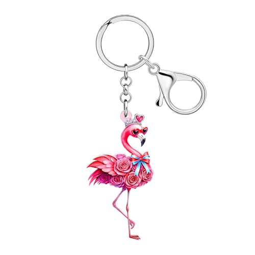 Porte-clés oiseau exotique avec pendentif en acrylique pour fille