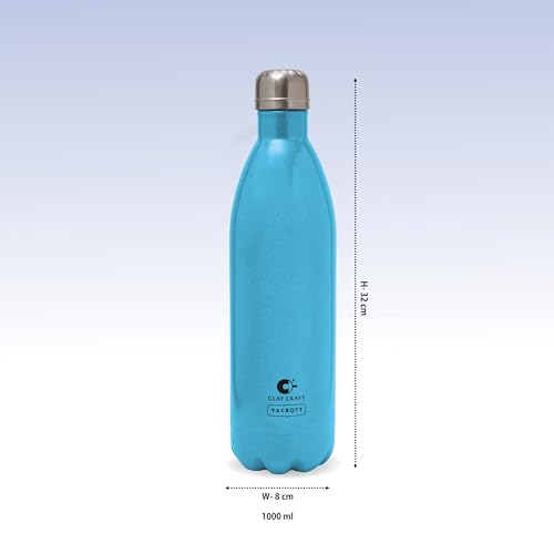 Image of Clay Craft Vacbott Vaccum Bottle, Stark Sparkle Double Walled 24 Hours Hot and Cold Water Bottle - 1 Piece - 1000 ml (Sparkle Sky) Steel Water Bottles for School, Office, Home, Gym, Leakproof