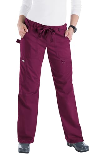 Koi Women's Lindsey Ultra Comfortable Cargo Style Scrub Pants, Wine, X-Large