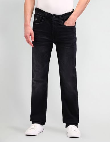 Image of U.S. Polo Assn. Harold Slim Straight fit Black Jeans UDJEN1416