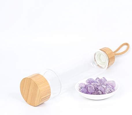 Miniatura 5 de AITELEI Bamboo Wellness Crystal Elixir - Botella de agua con gemas infundidas, botella de agua de cristal con piedras preciosas naturales, grava de