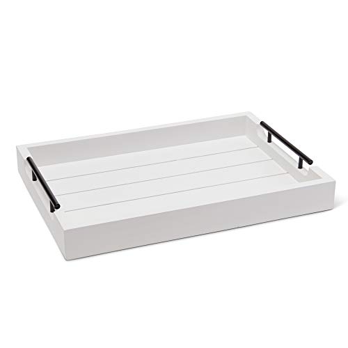 Wooden Serving Tray - White Shiplap & Distressed - Rustic Decor - Picnic