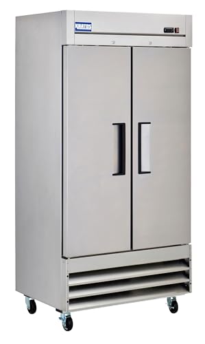 Kratos Commercial Two Door Reach-In Refrigerator, 39.5' W Narrow Design, Stainless Steel Exterior and Interior, Self-Closing Doors, Mobile Refrigerator for Restaurants, 115V (67K-012)