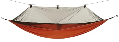 HAMAC MOSQUITO BASS du Grand Canyon - Hamac d'extérieur jusqu'à 150 kg, Hamac de voyage avec moustiquaire - Léger et compact avec des protections pour les arbres - Thé Roiboos (brun)