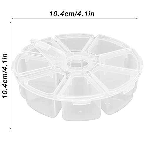Image of Agatige 8 Grids Storage Jewelry Box, Plastic Material Round Storage Containers Craft Storage for Hand‑Made Loose Beads