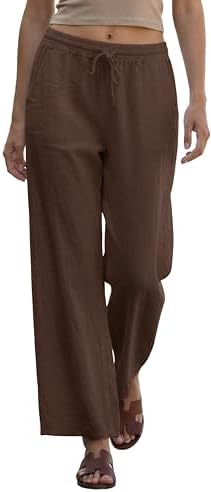 Women's 100% Linen Pants, Made in Italy, One Size Fits All (S,M,L...