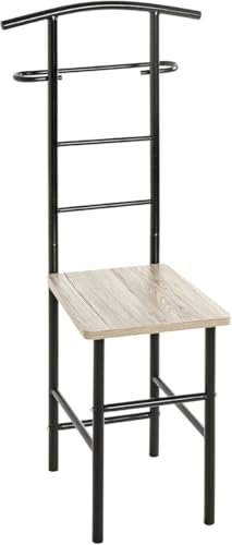 HAKU Herrendiener Stuhl Ankleidestuhl stiller Diener Sitz eiche, schwarz, MDF, Metall - Maße: B 46 x H 109 x T 46 cm, Style: Modern