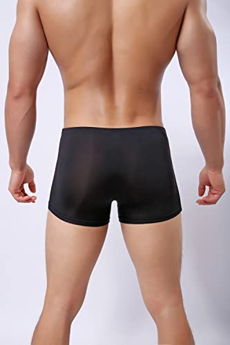 Men's Ice Silk Solid Color Separate Pouch Boxer Briefs3