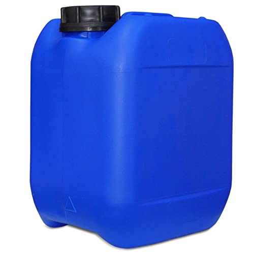 plasteo® 20 bidones de 5 litros con cierre de seguridad (DIN 51), apto para alimentos, portátiles, apilables y estables, calidad pesada, resistente y duradera, para interior y exterior, sin BPA, color