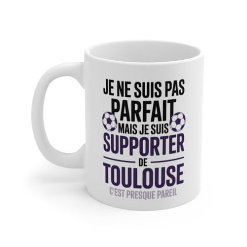 Teecustom Tasse Toulouse Football Club Pas Parfait mais Fan du TFC Mug Supporter Violet Humour