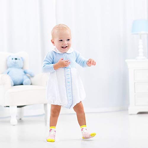 Tphon Toddler Boy Socks with Grips 12 Pairs Kids Anti Slip Cotton Crew Socks for Boys, Girls 1-7 Years2