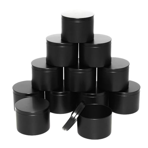 Latas para velas negras de 237 ml: pack de 12 tarros para crear ambientes únicos de bricolaje
