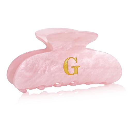 Image of Acrylic Letter Hair Clips for Women - Pink Monogram Hair Claw Alphabet Large Hair Clip, Fashion Glitter Claw Clips Elegant And Durable Hair Accessory, Letter G