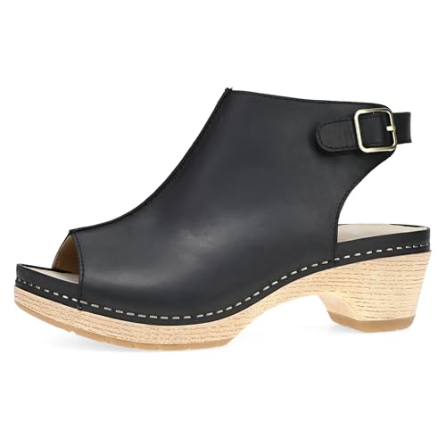 Image of Dansko Lizzy Peep-Toe Booties for Women - Linings from Recycled Materials and Leather for Breathability- Lightweight Rubber Outsole for Long-Lasting Wear