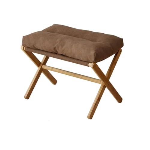 GeFSDOU Taburete rectangular acolchado para debajo del escritorio, patas de bambú