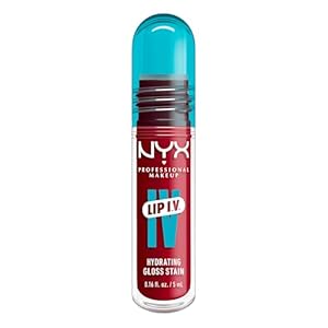 NYX Professional Makeup Lip Gloss and Lip Stain, Lip IV Hydrating Gloss Stain, Up to 12 Hour Hydration, High Pigment, Wet Shine Finish, Shade: Red-y.Set.Wet!