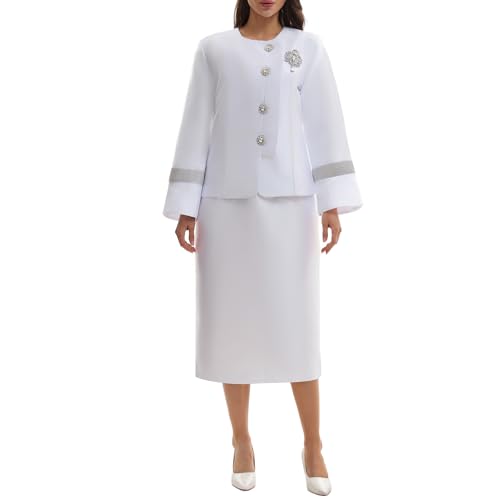 Elegant Mother of Bride Formal Church Suit 2 Piece Set with Rhinestone Buttons and Decorated Cuffs Wedding Guest Outfit