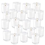 20 Pack Warm White Unscented Clear Glass Filled Votive Candles. Hand Poured Wax Candle Ideal Gifts for Aromatherapy Spa Weddings Birthdays Holidays Party (Warm White)