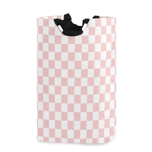 Image of CaTaKu Pink Checkered Racing Baby Laundry Baskets Collapsible, Large Tall Clothes Hampers for Kids Laundry Room Organizer Foldable Storage Bins with Handles