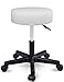 TRESKO Taburete con ruedas taburete giratorio cosmético de trabajo consulta, regulable en altura, giratorio en 360°, con asiento acolchado de 10 cm y 8 variantes de colores (Blanco)