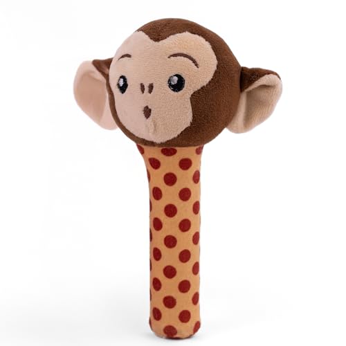 Image of Mirada Monkey Rattle Soft Toy for Babies & Toddlers | Cute Stuffed Animal Rattle Toy for Playtime | Infant Toys, Soft Toys for Kids, Stuffed Toy, Cute Toys, Baby Gift, Safe Cuddle Toy | 18cm