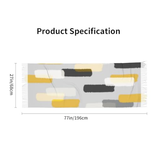 Rough Rectangle Brush Strokes Grey And Yellow Soft Scarf, Winter Warm And Lightweight Shawl, 77x27 Inch Oversized Printed Men'S And Women'S Scarf2