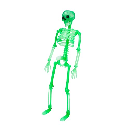 Ipetboom Halloween Luminous Skull Skeleton Pendant Green Glow Horror Prop for Haunted House Decoration Break Resistant Skeleton Ornament for Bar Coffee Shop Living and Bedroom