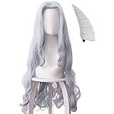 Salemor My Hero Academia Eri Hairpin Cosplay Wig with 1 Horn Clip, Gray Blue Long Wavy Synthetic...