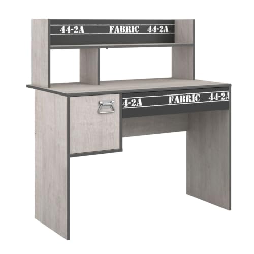 Bureau avec rangements aspect bois grisé et sérigraphies modernes Ziggy - 2