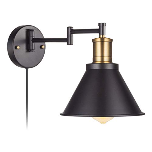Luminaire mural rétro or et noir au design vintage avec bras articulé