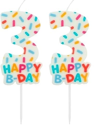 Folat 24113 Velas de Pastel - Vela Cozy Sprinkles Número 3-7 cm Adornos para pasteles para fiestas de cumpleaños, aniversario de Bodas, fiesta de Graduación, baby shower, fiesta de niños