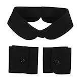 Homoyoyo Abnehmbarer Fake Halskragen und Ärmel Satz für Damen Schwarzer Krageneinsatz und Angedeutete Manschetten Weiches Material Vielseitig für Business und Freizeitmode