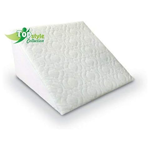 TOP STYLE COLLECTION Bed Wedge Pillow with Memory Foam Helps Acid Reflux and Gerds Reduce Neck Back Pain Snoring, Respiratory Problems Breathable Washable Cover 50 x 45 x 20 cms, White Cover
