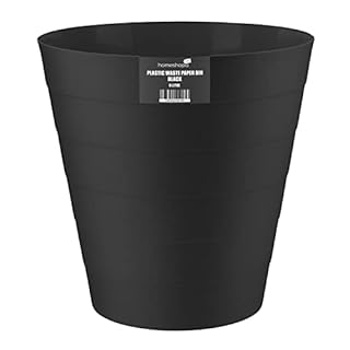 HOMESHOPA Plastic Waste Paper Bin Black, 6L Round Waste Basket Trash Can, Lightweight Rubbish Bin for Kitchen, Bedroom, Bathroom, Open-Top Design, Ourdoor Gargabe Container Dustbin