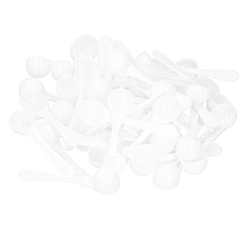 Taidda Cuchara Medidora de Plástico Duradera y Respetuosa con el Medio Ambiente para Suministros de Jardinería con Cuchara de Fertilizante, 50 Unidades de 5 Ml para Jardineros Domésticos